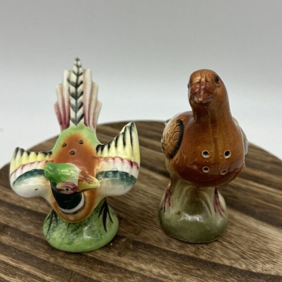 Vintage Set Pair Pheasant Salt Pepper Shaker Birds Japan Cottage Core Farm House - Picture 5 of 9